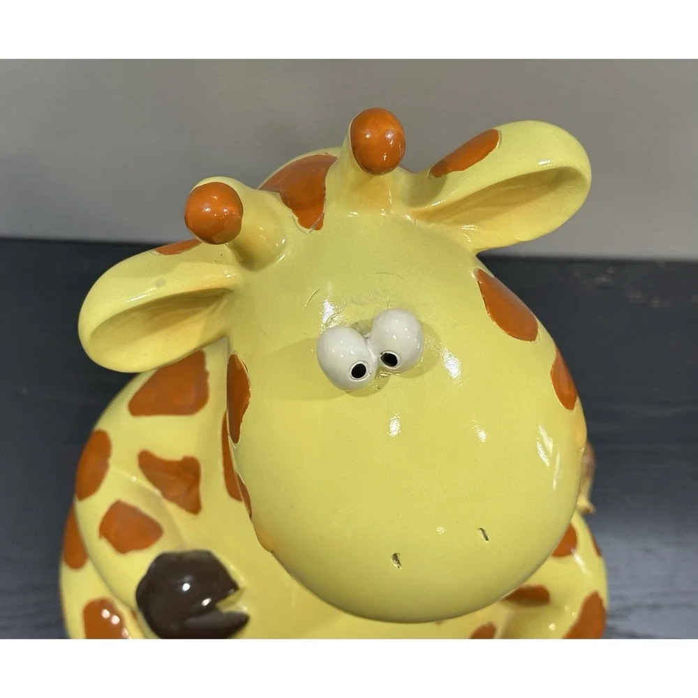 Large Yellow Whimsical Smiling Giraffe Money Bank 15